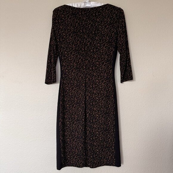 Ralph Lauren Caramel Black Contrast Panel Side Ruched Stretch Jersey Dress $139 - Picture 7 of 8